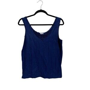 Cuddl Duds Camisole Size L Navy Blue Made In USA